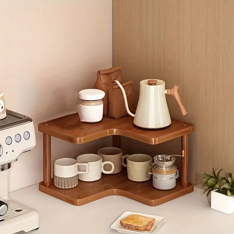 Étagère café d'angle moderne en bois -