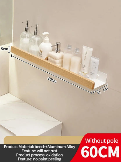 étagère murale bois pour salle de bain, lavabo et WC - Blanc 60cm