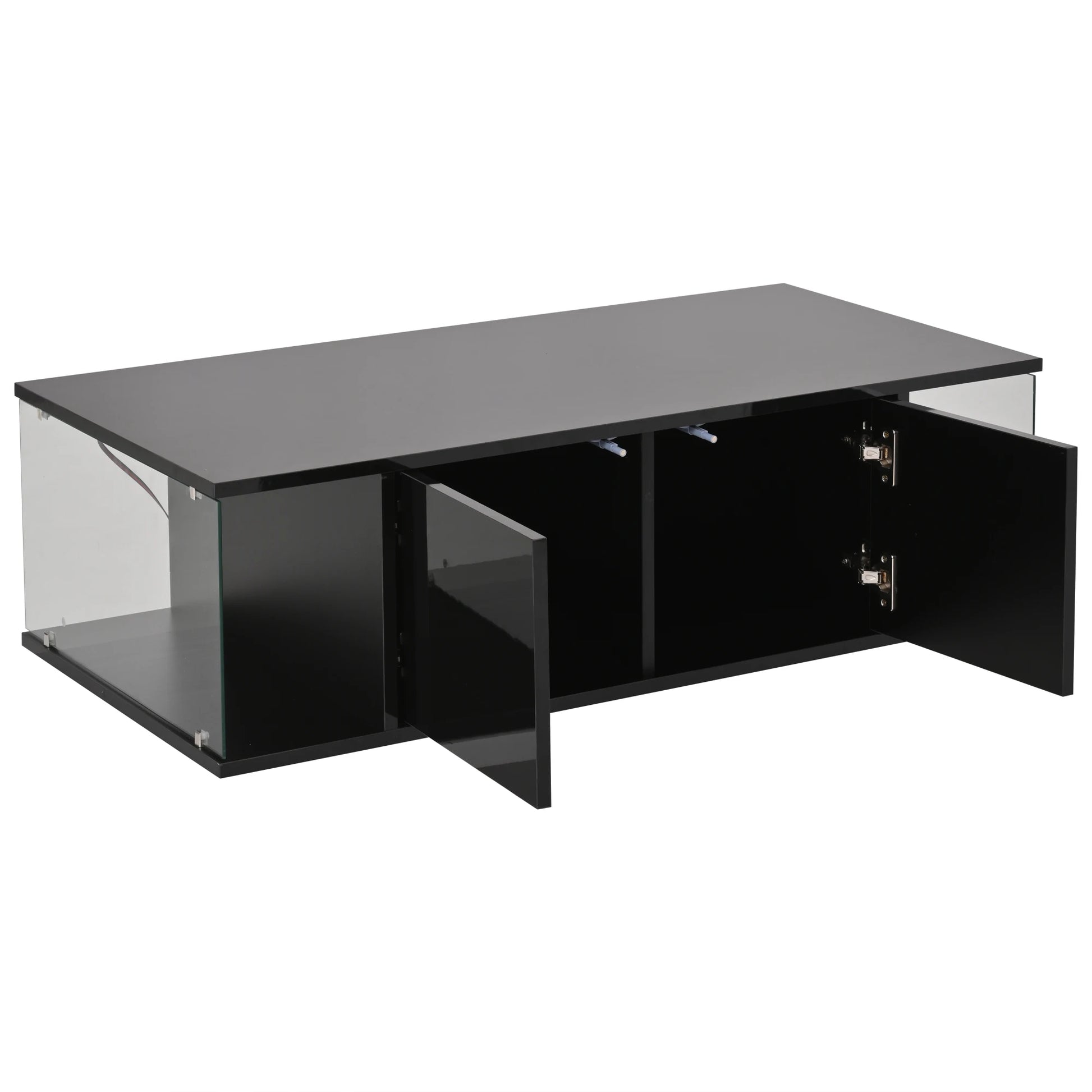 Table basse de salon noir en verre trompé -