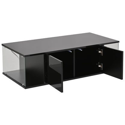 Table basse de salon noir en verre trompé -