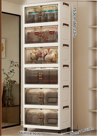 Meuble à chaussure transparent multifonction de type cabine - 6 couches noires