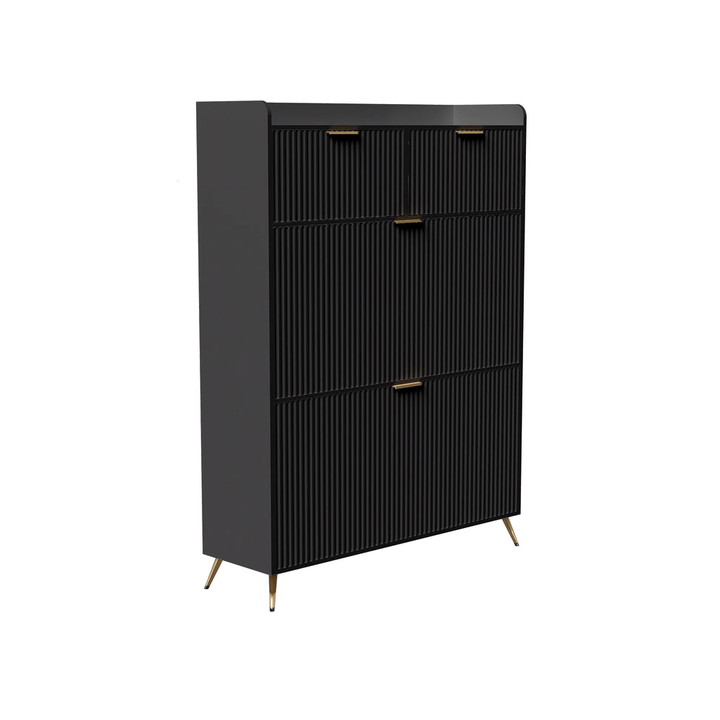 Meuble à chaussure multi compartiments 80x24x110cm - Noir Meuble à chaussure