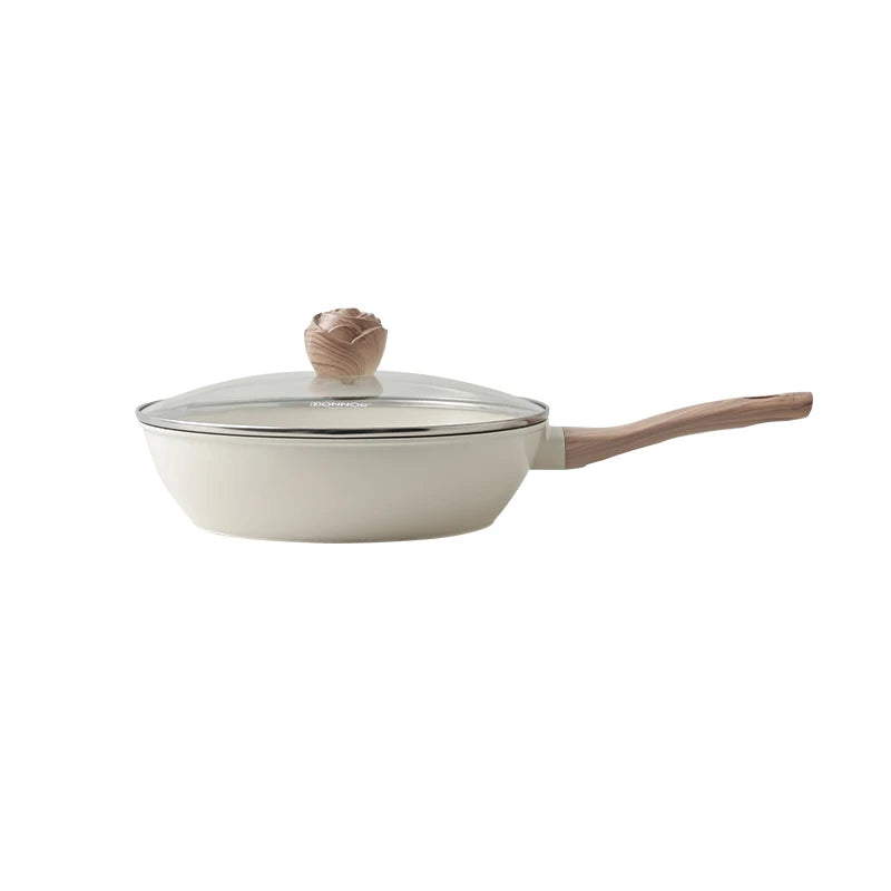 Poêle céramique avec couvercle moderne - Blanc