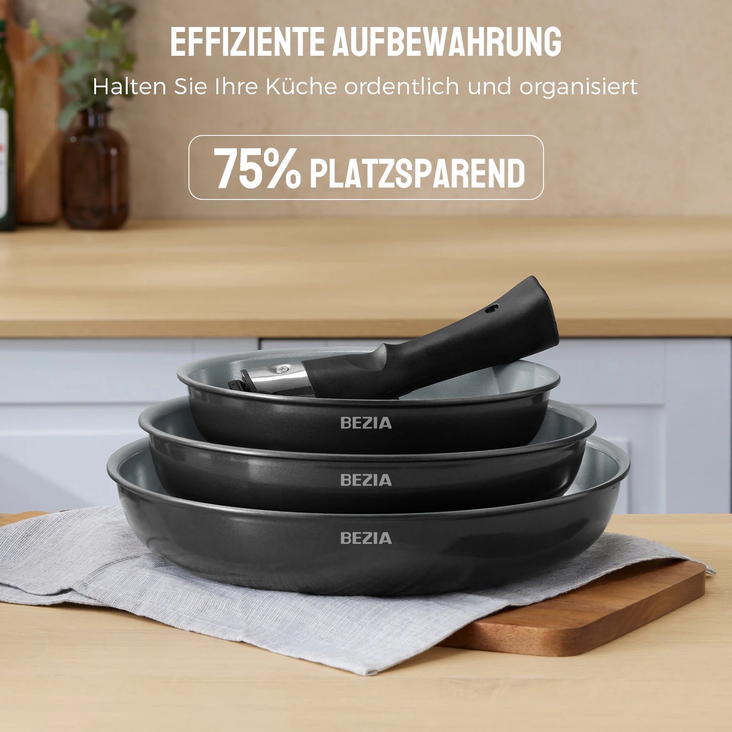 Poêle céramique - un ensemble à poignée amovible -