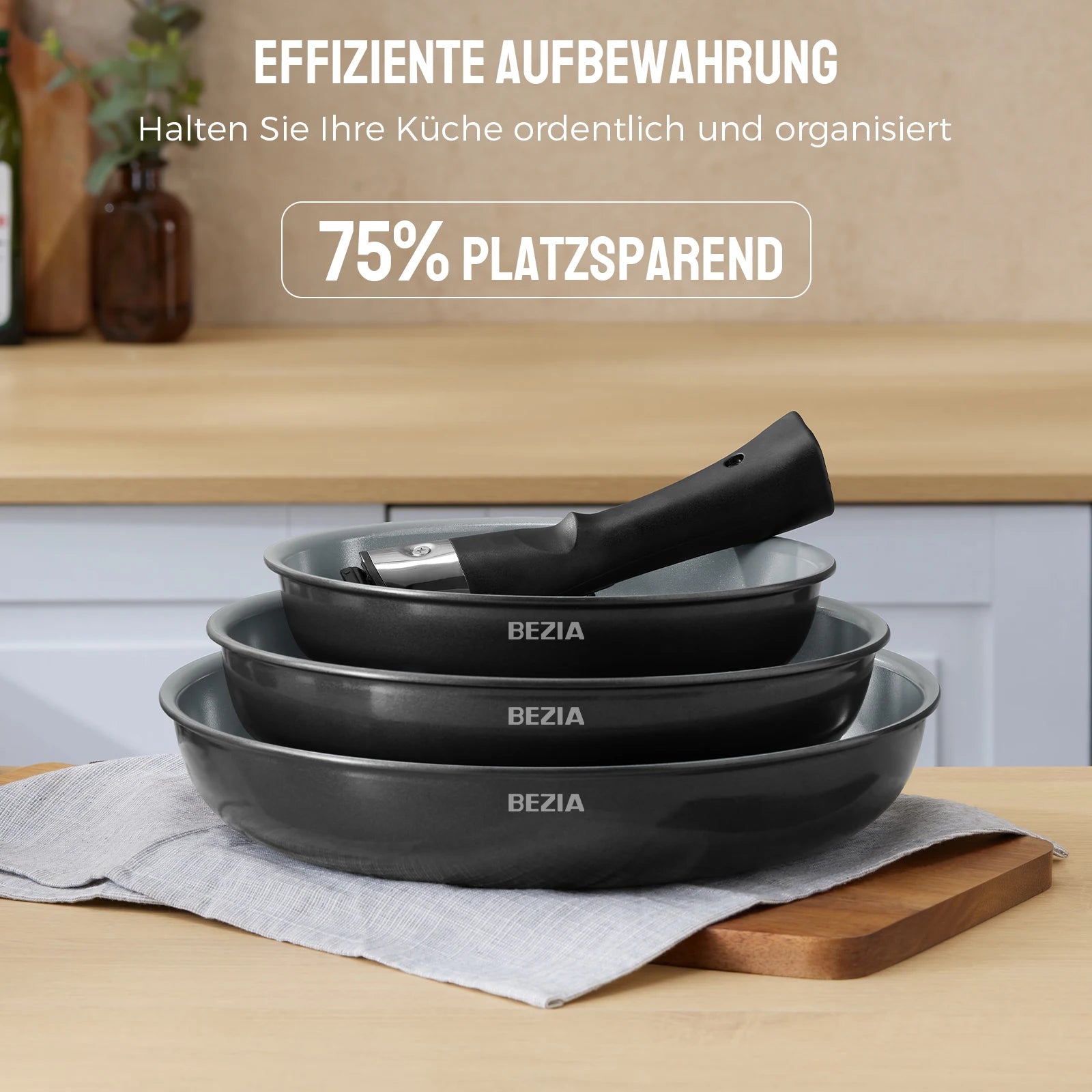 Poêle céramique - un ensemble à poignée amovible -