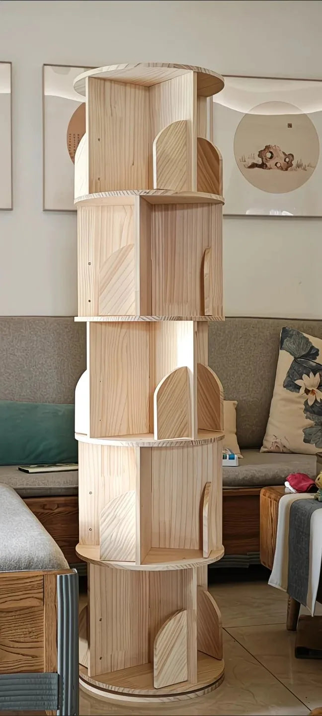 Étagère livre en bois massif pivotante à 360 dégrés -