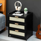 Table de nuit rangement rétro de couleur marron -