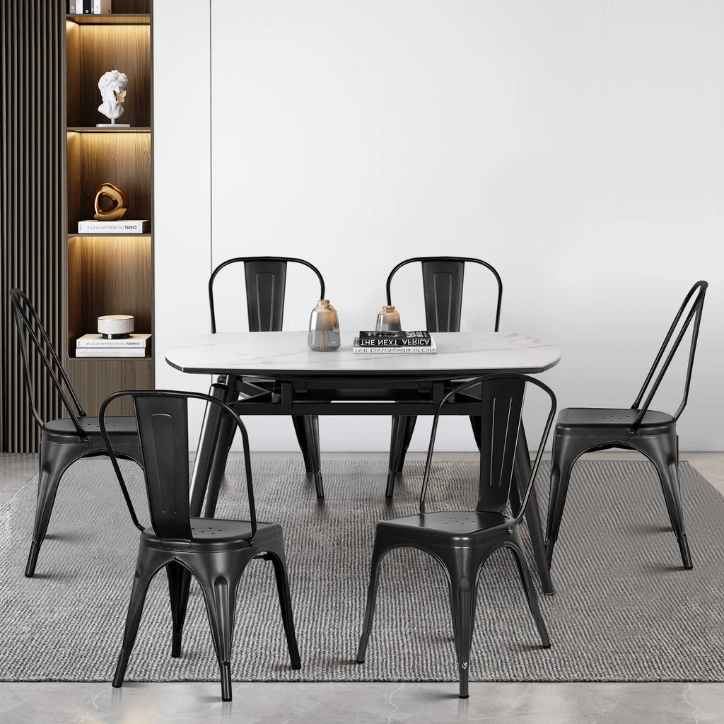 Chaise salle à manger industriel noir/gris en métal 4 ensembles -