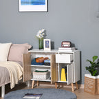 Meuble de rangement blanc et naturel en bois 90x30x72 cm -