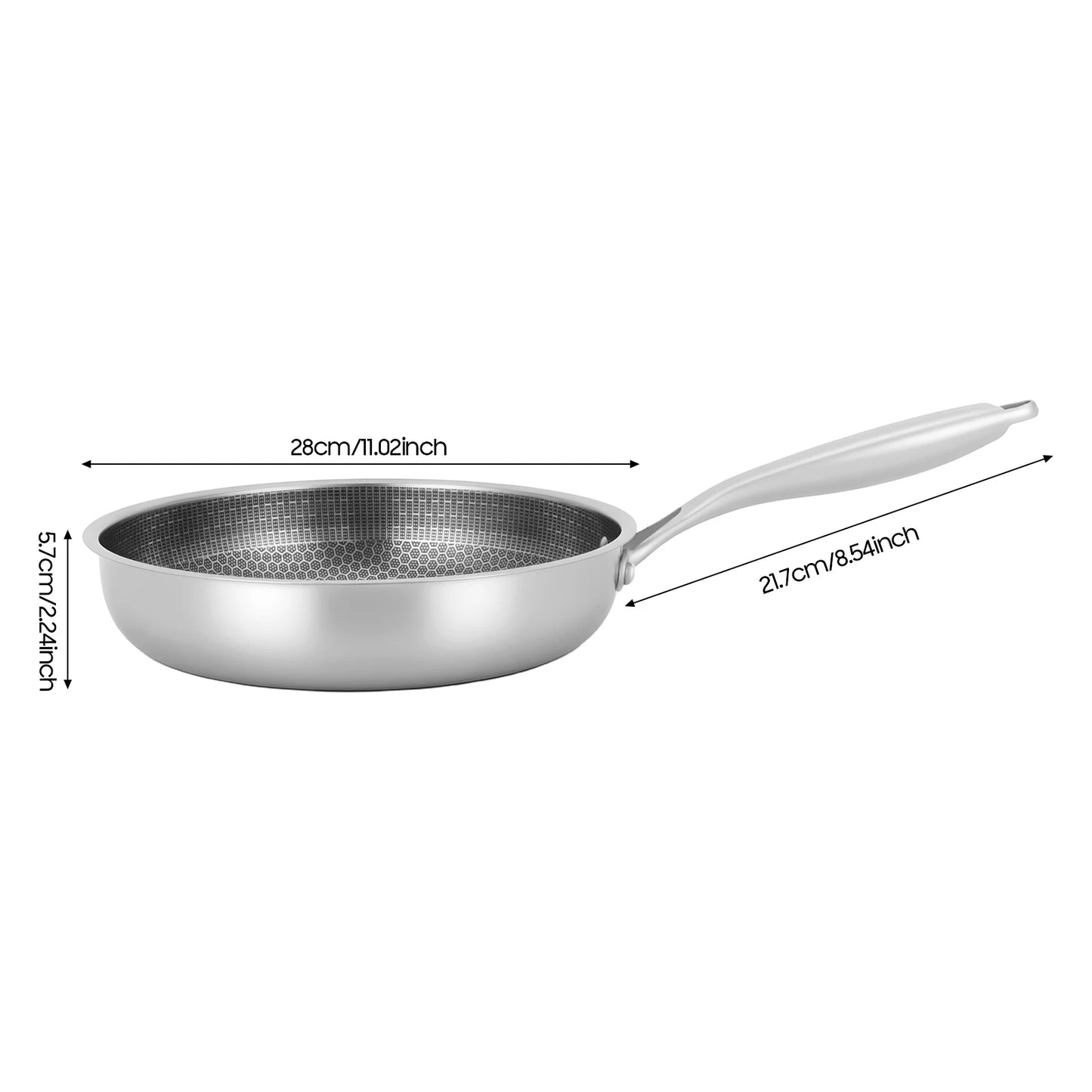 Poêle inox induction en rayure en nid d'abeille 28/32cm -