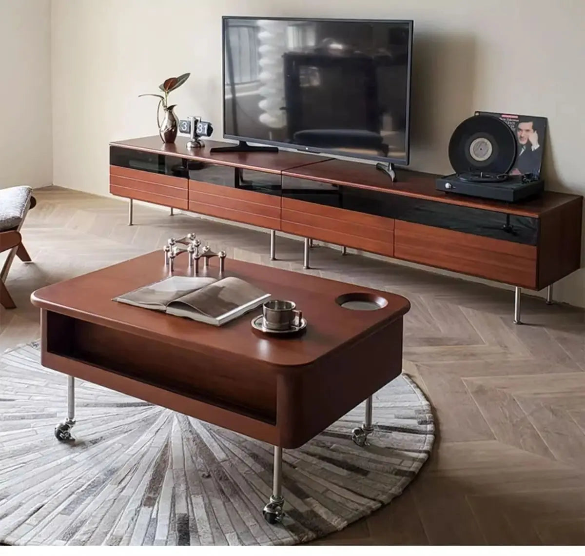 Table basse bois relevable à forme rectangulaire -