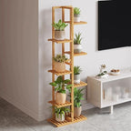 Étagère plante en bois massif pour balcon -