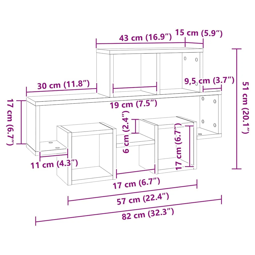 étagère murale salon 82x15x51 cm -