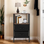 Table de chevet en MDF et acier carbone à 2 tiroirs -