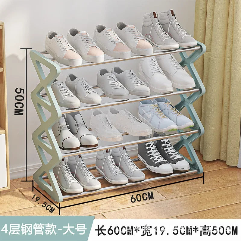 Étagère chaussures bois pour petit espace - 4L 60cm Bleu