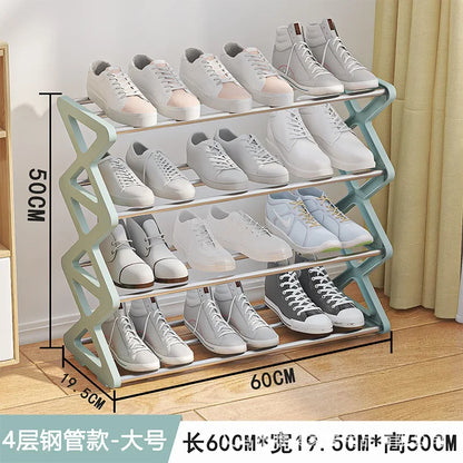 Étagère chaussures bois pour petit espace - 4L 60cm Bleu