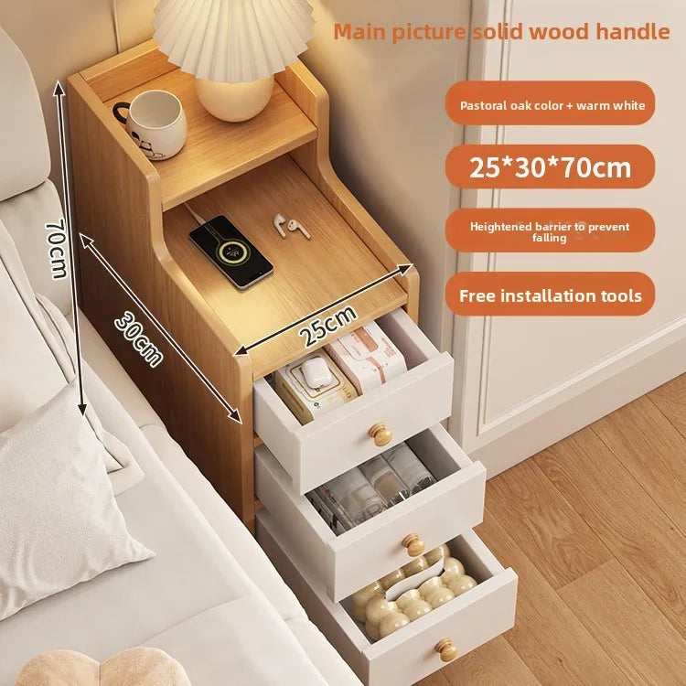 Table de chevet étroite avec tiroirs 1Pc - 25B