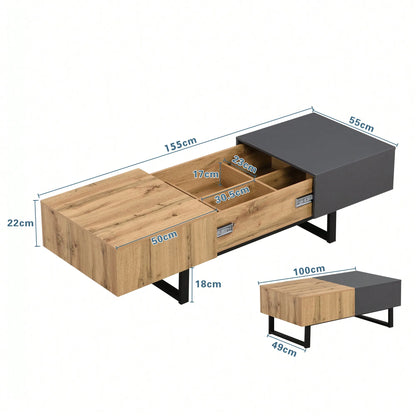 Table basse extensible avec rangement dissimulé -