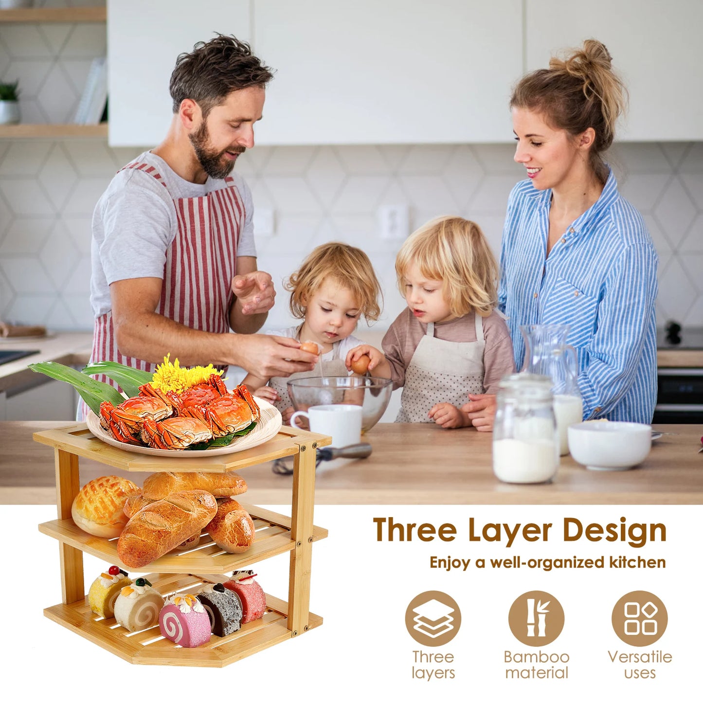 Étagère d'angle bambou moderne -