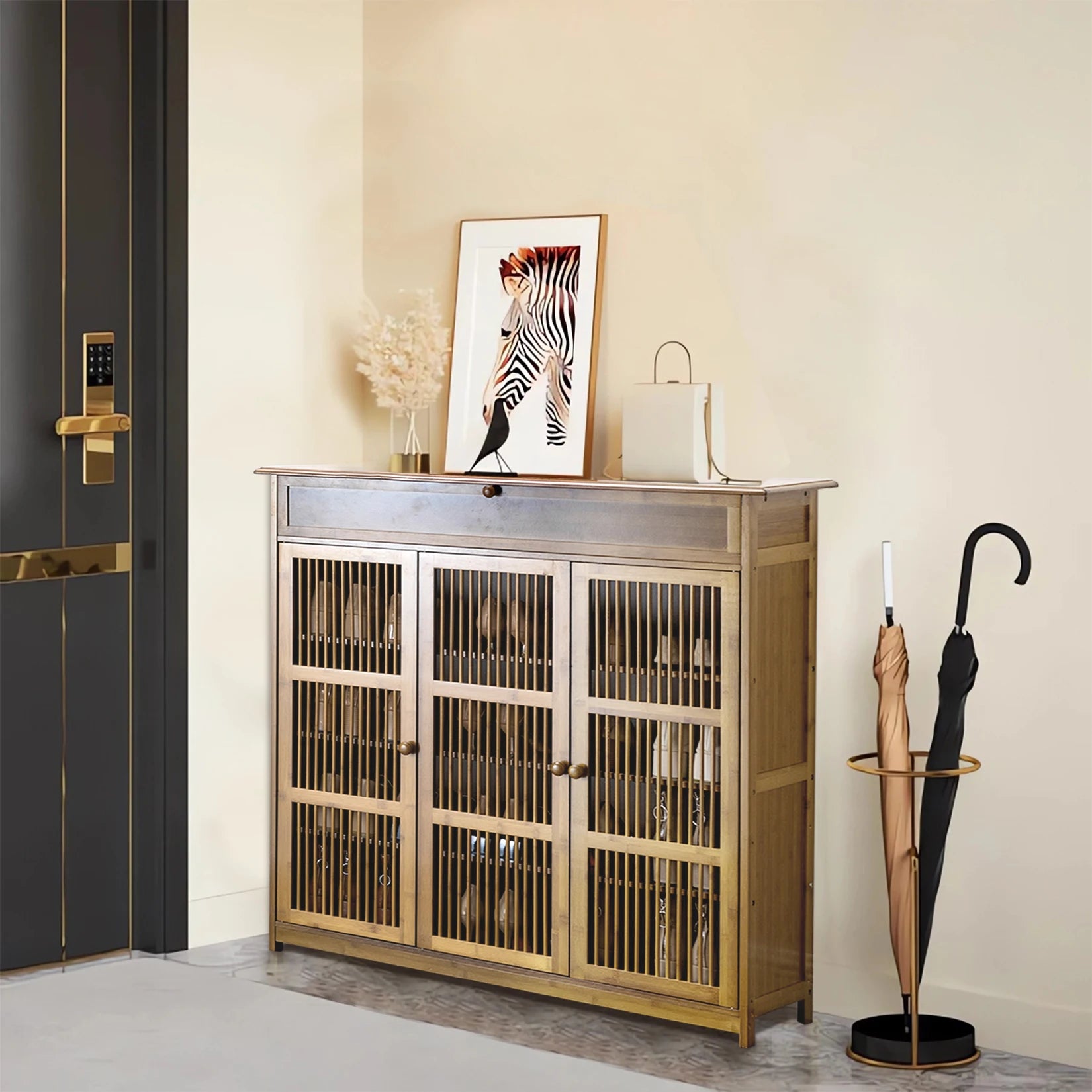 Meuble à chaussure en bois à 4 niveaux vintage -