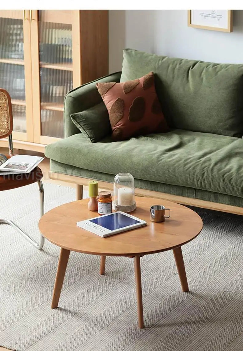 Table basse bois massif ronde de taille moyenne -