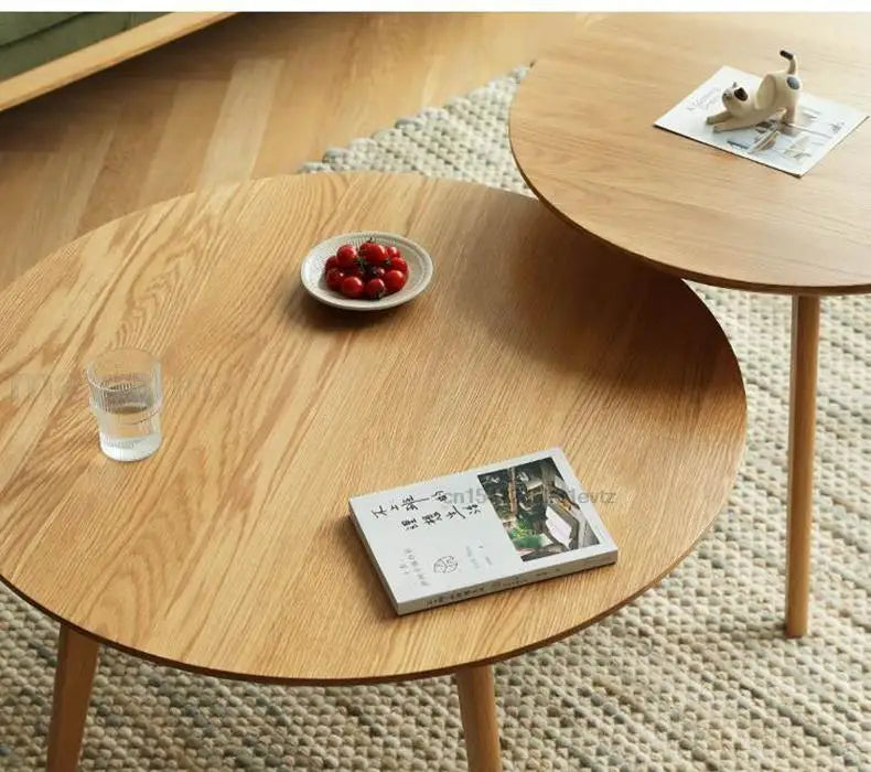 Table basse bois massif ronde de taille moyenne -