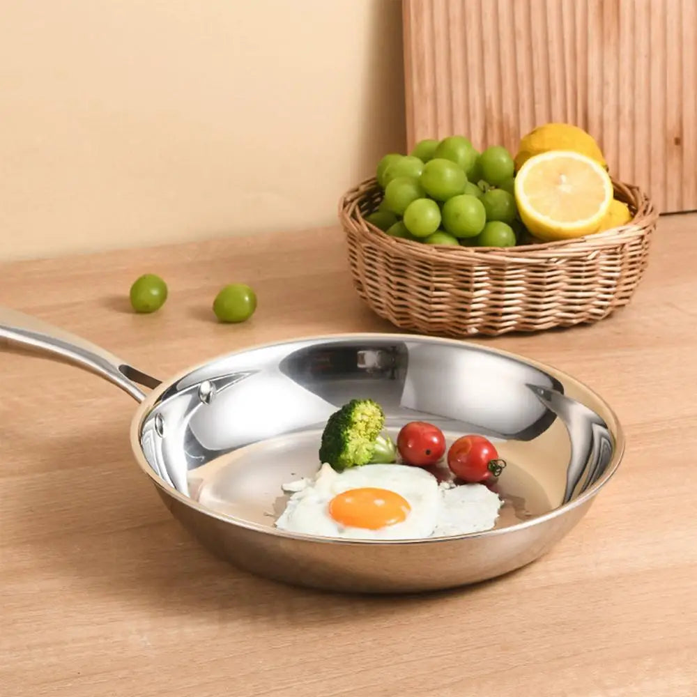 Poêle inox 28 cm couleur argenté -