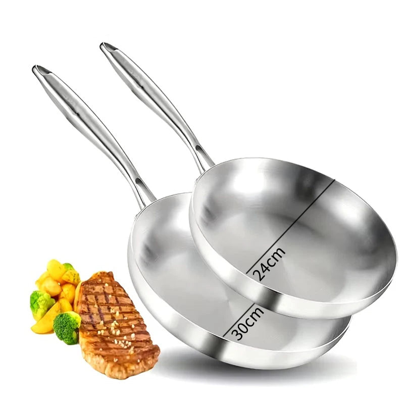Poêle en acier inox argentée - A 30cm