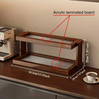 Étagère café retro d'angle en bois massif - Marron 2 couches