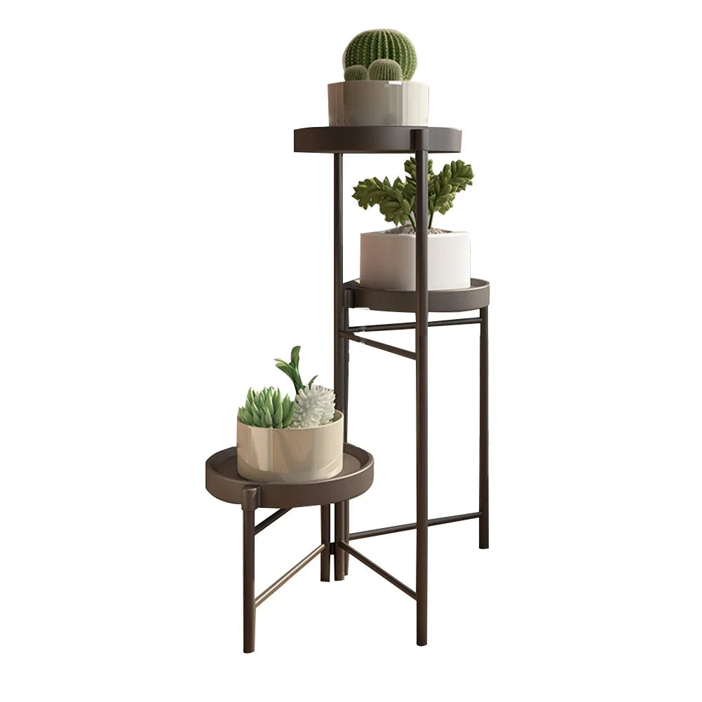 Étagère plante pour terrasse et balcon - B-noir 3 niveaux Étagère plante