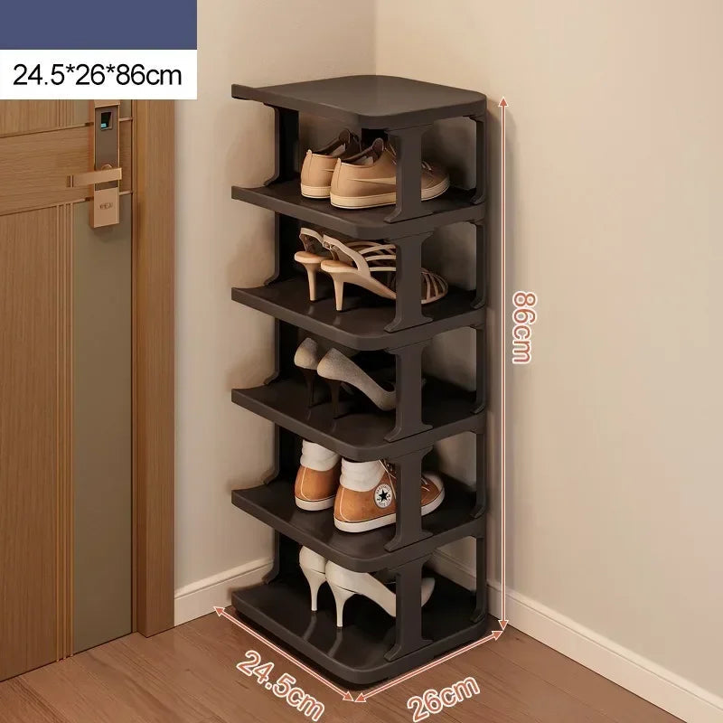 Meuble à chaussure en plastique multi étagère - Noir 6 couches