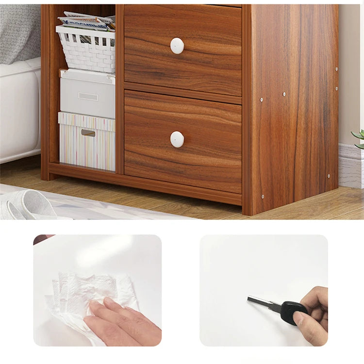 Table de nuit bibliothèque en bois -