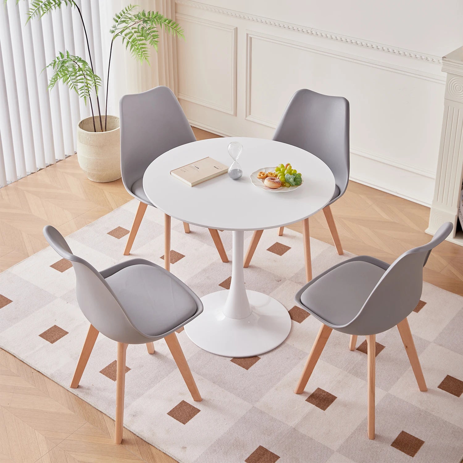 Chaise salle à manger scandinave nordique en plastique de luxe 4 pièces -