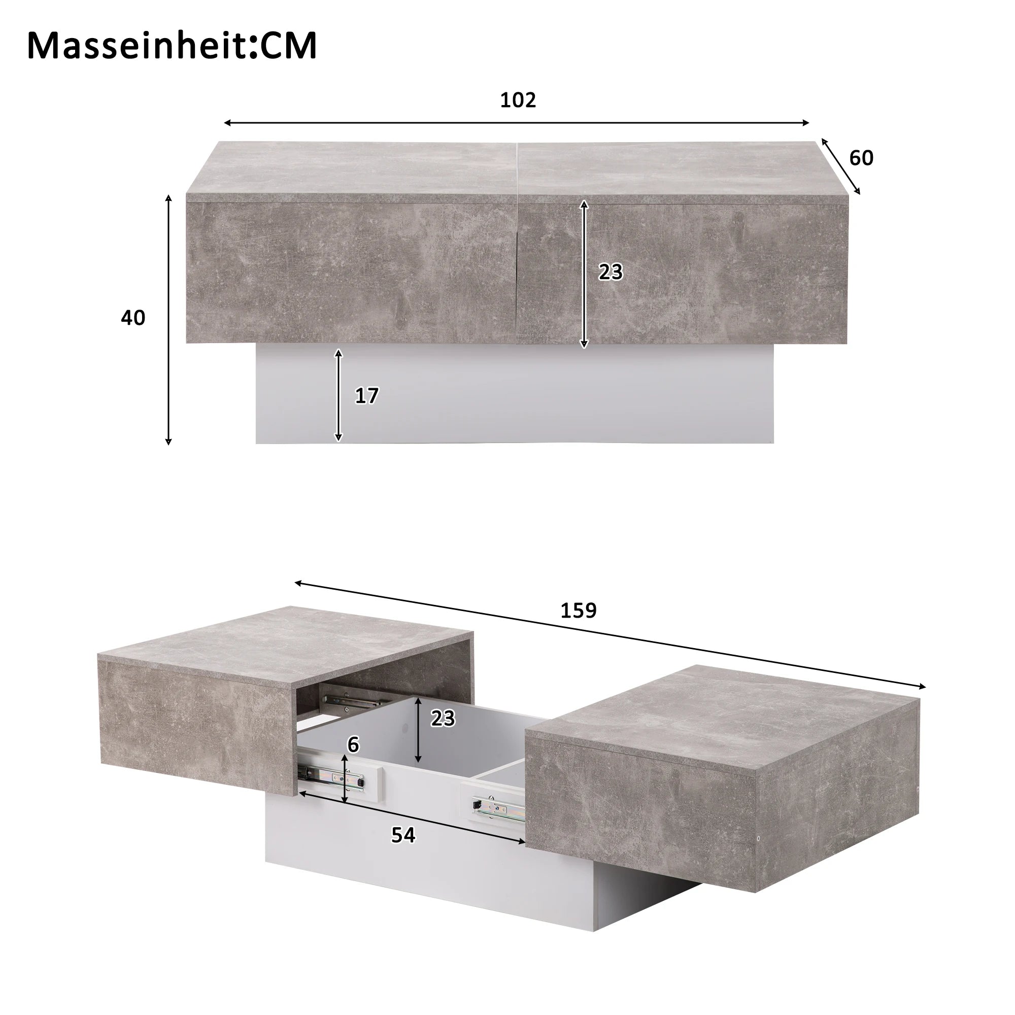 Table basse modulable sur le coté -
