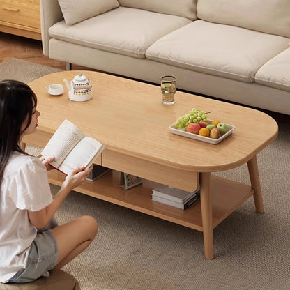 Table basse bois design à doubles plateaux -