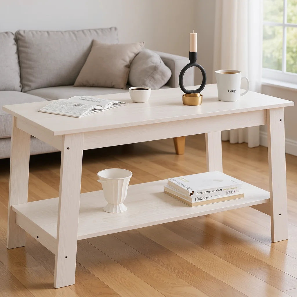 Table basse bois rustique à doubles plateaux -