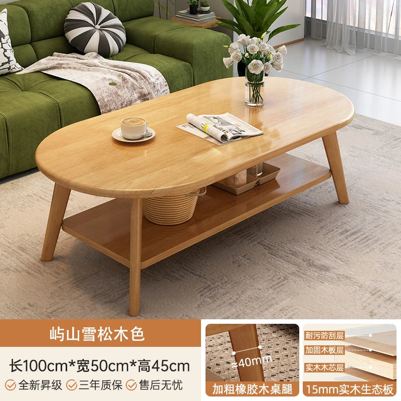 Table basse bois design à doubles plateaux - 100x50x45CM 2