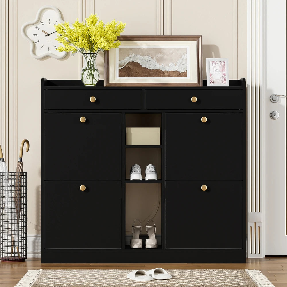 Meuble à chaussure blanc avec 4 portes pliantes -