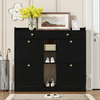 Meuble à chaussure blanc avec 4 portes pliantes -