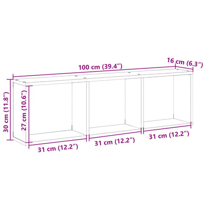 étagère murale blanc en 3 parties carrés 100x16x30 cm -