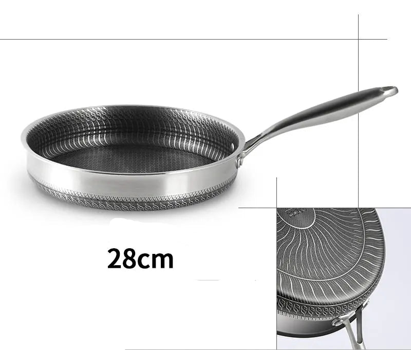 Poêle inox induction et antiadhésive - 28cm Poêle