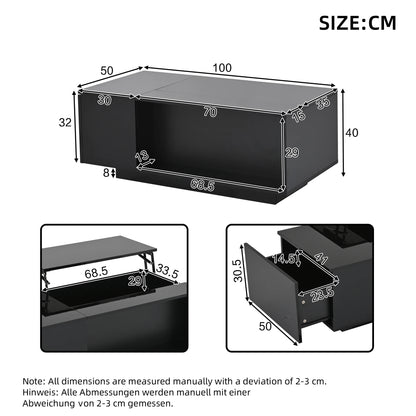 Table basse hauteur réglable 100×50×40 cm -