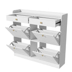 Meuble à chaussure blanc avec 4 portes pliantes -