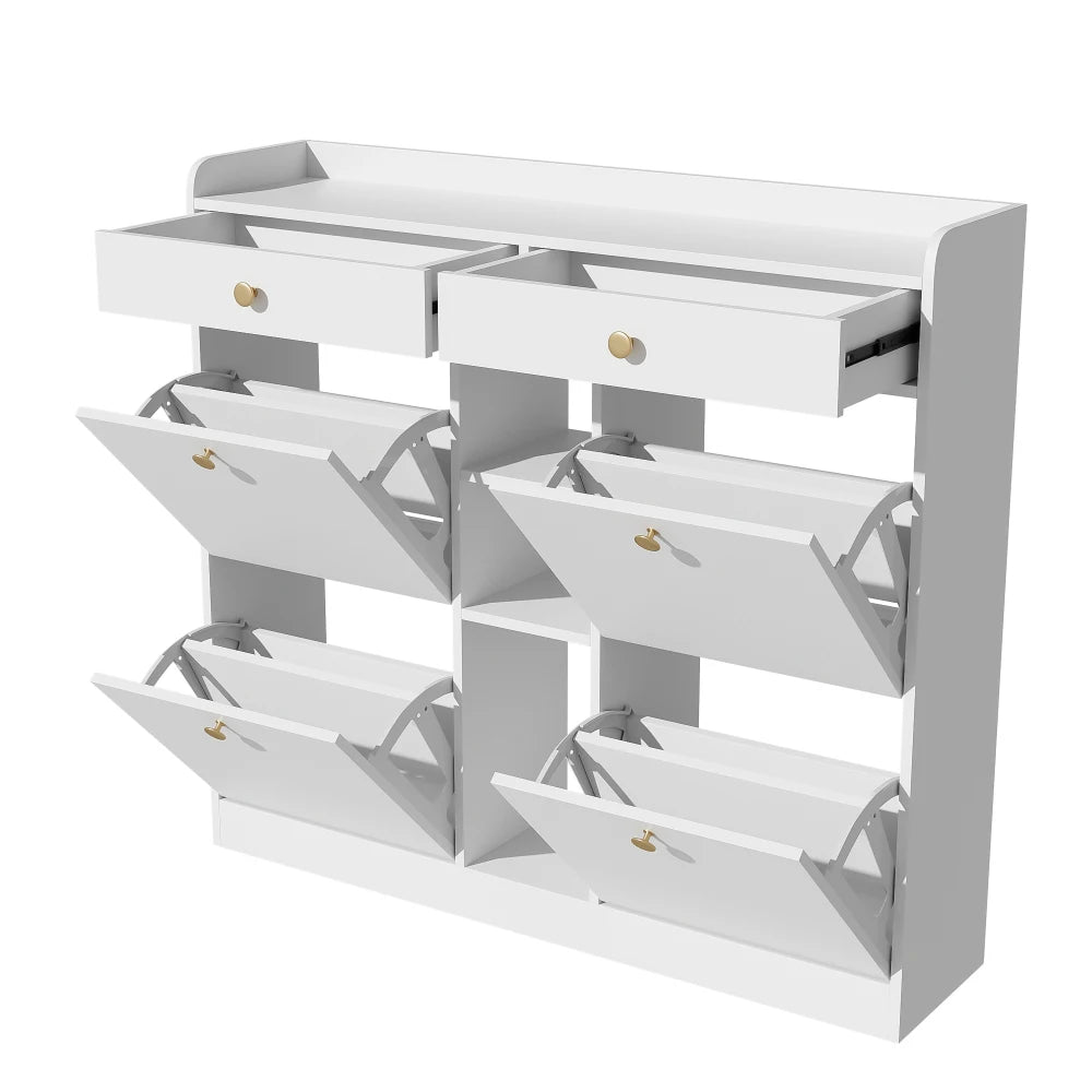 Meuble à chaussure blanc avec 4 portes pliantes -