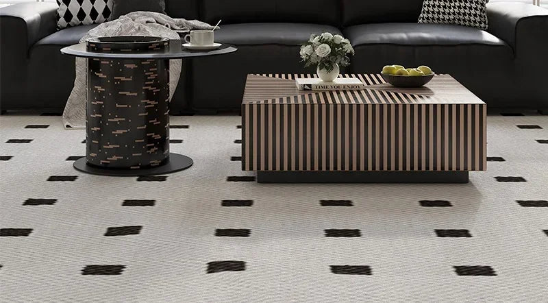 Table basse bois carré avec rayure en déco - 2-piece set-90CM