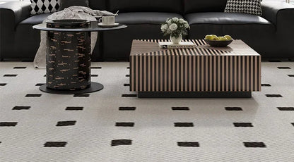 Table basse bois carré avec rayure en déco - 2-piece set-90CM