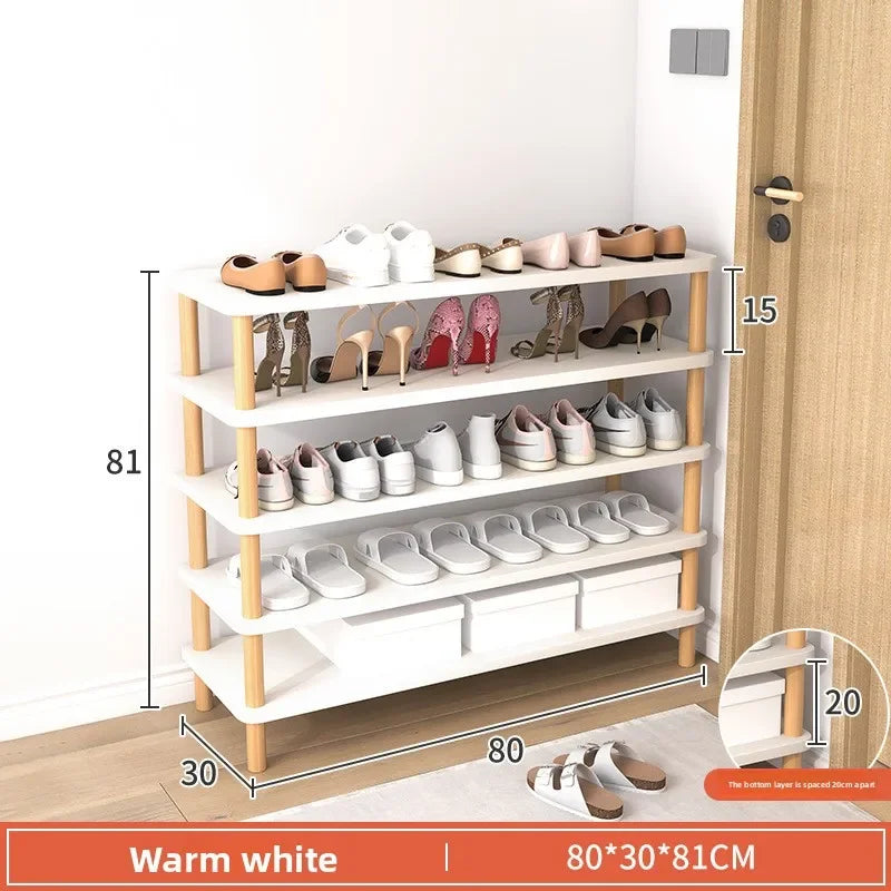 Meuble à chaussure marron en bois - 80-30-Blanc 5 planches