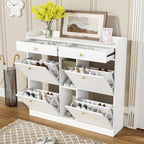 Meuble à chaussure blanc avec 4 portes pliantes -