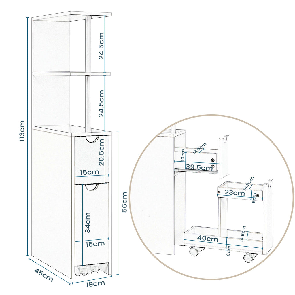 Meuble de rangement niche étroite de salle de bain -