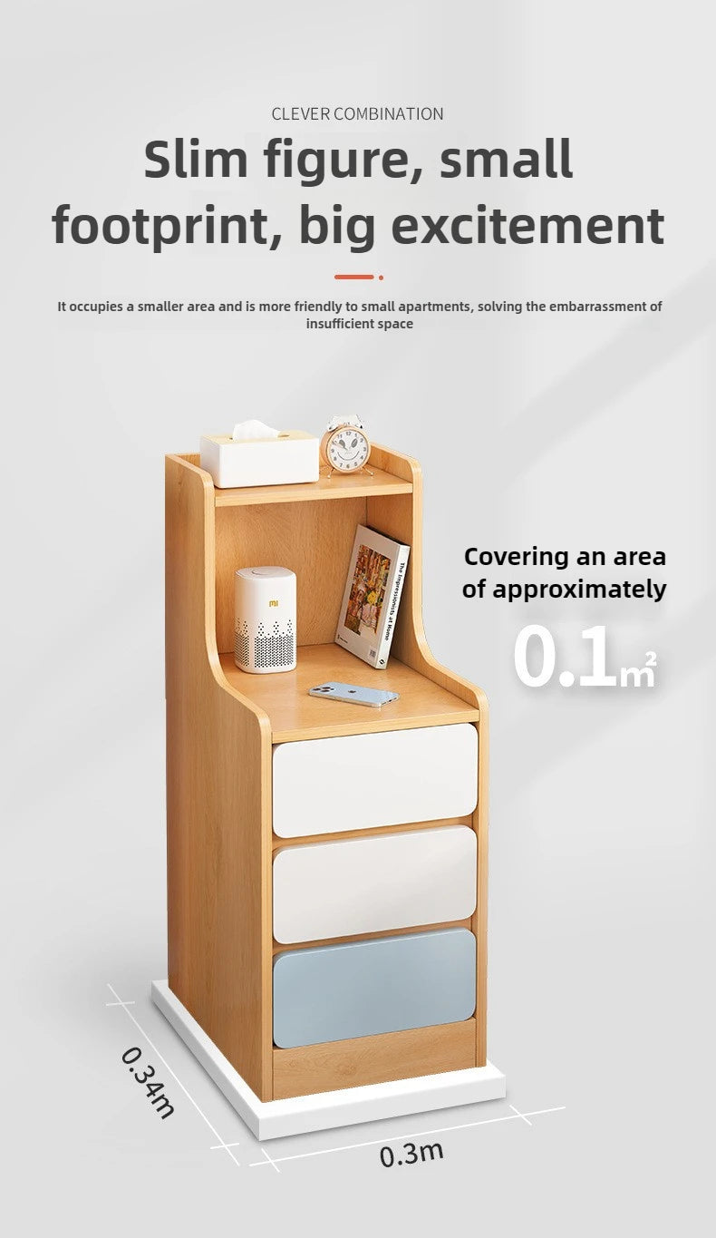 Table de nuit compacte avec 3 tiroirs moderne -